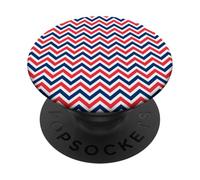 Rosso Blu Bianco Zig Zag Lines Geometrico Baseball Sport PopSockets PopGrip Adesivo