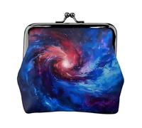 Rosso Blu Galaxy Print Vintage Leather Change Purse Elegante Piccolo Portamonete per le Donne Portafoglio Mini