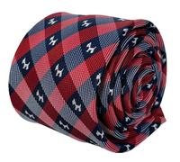 Rosso Blu Navy Plaid Percalle Cravatta da Uomo Cane Scottish Scozzese Terrier