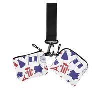Rosso Blu Romantico Parigi San Valentino Portafogli da donna Custodie per carte di credito Slim Portable Zipper Cash portamonete con tasca con cerniera per le donne 2 confezioni, Rosso Blu romantico
