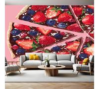 Rosso Carta da Parati Pizza alla frutta e fragole Fotomurali in TNT Fotomurali Murale alla Moda Decor da Muro Poster Gigante Design Carta per Pareti Ornamento 350 x 250 cm