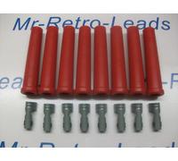 Rosso Cavo Accensione Spina Stivali Terminali Dritto Raccordo Silicone Kit X 8