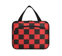Rosso chiaro e nero a scacchi modello appeso borsa da viaggio per gli uomini con gancio, progettista borsa compatta spazzola per gli elementi essenziali per le donne viaggio bolso de para Mujer L