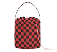 Rosso chiaro e nero a scacchi modello Crochet Tote Bag con fori Filato Tote Bag per accessori per ferri da maglia para Crochet en Hilo