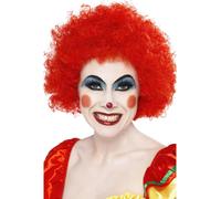 Rosso Clown Parrucca Afro Adulti Ricci Comey Cardigan Circo Accessorio Vestito