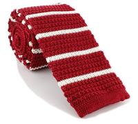 Michelsons of London Rosso con cravatta in maglia di seta a righe bianche