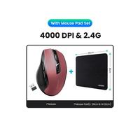 (Rosso con tappetino per mouse) ãNOVITÃãUGREEN Mouse ergonomico wireless 4000 DPI silenzioso 6 pulsanti