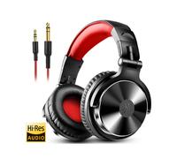 (Rosso) Cuffie Oneodio Over Ear Hifi Studio DJ Cuffie cablate Display Musica Gaming