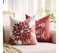 Rosso Dalia Copricuscini Divano 45x45 cm Cuscini per Divano Federe Decorativi Velluto Motivo Geometrico Fodera Cuscino Quadrato Morbido Fodere Camera da Letto Soggiorno Decorazione per le Feste