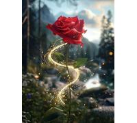 Rosso Diamond Painting Adulti, DIY Rosa Diamond Painting Kit Completo 5D Kit Pittura Diamante Adatto, Diamantini Crystal art per Adulti Principianti la Decorazione Della Parete Casa 100x130cm j0z-53