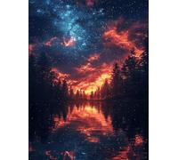 Rosso Diamond Painting Kit Completo Diamantini Crystal Art Il Cielo Stellare 5D Disegni Perline da Attaccare, DIY Passatempo per Adulti Pittura Diamante Principianti Decorazioni Parete 30x40cm F358