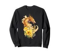 Rosso Drago Floreale Acquerello Fantasy Creatura Arte Felpa