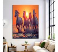Rosso E Bianco Decorazione Per La Casa,Manifesto,Cavallo Al Tramonto Decorazione Animali Anime Camera Da Letto,Stampa Immagini Soggiorno Ufficio Parete Poster,Senza Cornice 40X50Cm