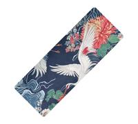 Rosso e Bianco Gru Fiori Stampato Viaggio Yoga Mat Gomma Naturale Antiscivolo, con Yoga Bag Tapete para ejercicio 180x66 cm per la casa