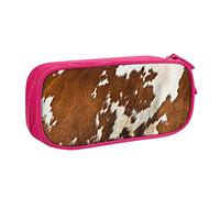 Rosso e bianco pelle bovina stampato matita sacchetto trucco Jewelry Box portatile Travel Jewelry Case nero, rosa, Taglia unica, Astuccio portamatite