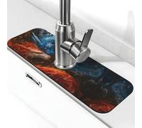 Rosso e Blu Fuoco Dragon F Rubinetto Tap Per Lavello Da Cucina Assorbente Ad Asciugatura Rapida Tappetino di Scarico Intorno Al Rubinetto Per Lavello Da Cucina Sink Tappetino Da Bagno