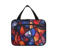 Rosso e Blu Modello Astratto Stained Glass Style Hanging Cosmetici Borse da viaggio per le donne con gancio, Designer Fashion Tote Bag per i viaggiatori Vacanza bolso Viajero para Mujer, Stile di
