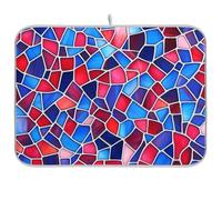 Rosso e Blu Motivo Geometrico Vetro Macchiato Resistente al Calore Mar Piatto Scolapiatti stuoia per il bancone della cucina Grande Stuoia di essiccazione 18 x 24