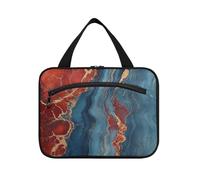 Rosso e Blu Texture Marmo Appeso Borsa Da Viaggio Appeso con Gancio, Designer Essentials Make up Borse per Le Donne Viaggio Crociere kit de para Mujer L