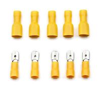 Rosso e Connettore femmina isolato Spade Crimp Terminal filo blu 6,3 millimetri for 0.5-2.5mm elettrico Wire Cable Connecors Kit barra di messa a terra terminale(Yellow,20Pcs)