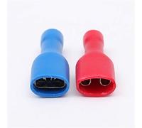 Rosso e Connettore femmina isolato Spade Crimp Terminal filo blu 6,3 millimetri for 0.5-2.5mm elettrico Wire Cable Connecors Kit barra di messa a terra terminale(Mix,100Pcs)