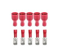 Rosso e Connettore femmina isolato Spade Crimp Terminal filo blu 6,3 millimetri for 0.5-2.5mm elettrico Wire Cable Connecors Kit barra di messa a terra terminale(Rot,100Pcs)