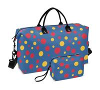 Rosso e Giallo Polka Dot Viola Decorativo Grande Borsa Da Viaggio Palestra Tote Bag con Cinghia Regolabile per Yoga 2 Pz Set bolsas para viajar en Avion de Mujer