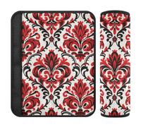 Rosso e Nero Barocco Vintage Fiori 2 Pack Cintura Tracolla Stop Cintura di Sicurezza Taglio nel Collo per Aereo funda para cinturón de carro