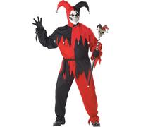 Rosso e Nero Evil Giullare Costume Adulto Forti XXL 48-52