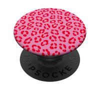 Rosso e rosa leopardo stampa ghepardo estetica Girly Y2K carino PopSockets PopGrip Adesivo