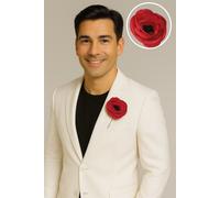 Rosso e Verde Foglia 6CM Fiore Rosa Risvolto Blazer Da Pin Festa Ballo Decorato