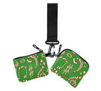 Rosso e Verde Note di Natale Custodie per carte da donna Porta Cambiamenti Carino Moda Cerniera Portamonete Portafoglio con Tasca con Cerniera per le Donne 2 Pz, Note di Natale rosse e verdi, 1 size,