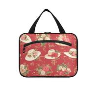 Rosso Elegante Cappello Fiore Appeso Borsa da toilette per le donne con gancio, Designer Essentials Makeup Bag Organizer per le donne Envase da viaggio para Perfume de L