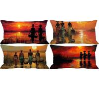 Rosso Federe Cuscini Divano 40x80 Set di 4 Retro Cuscini per Divano Esterno Impermeabili Lino Rettangolo Cushion Covers per Arredo Camera da Letto Estate Giardino Patio Decorazione Della Casa -t1564k