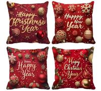Rosso Federe Cuscini Divano 70 x 70 Cuscini per Divano Set di 4 Regali di Natale Outdoor Cushions Waterproof Lino Decorative Pillows per Soggiorno Primavera Sofa Estate Esterno Giardino Panca d7-M