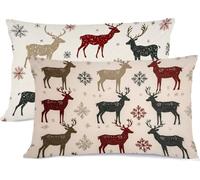 Rosso Federe Cuscino Letto 50x80 Natale Copricuscino Super Morbido Cuscini Letto Copriguanciale con Cerniera Copri Cuscino Cervicale per Dormire, Copricuscini Lavabili Lavatrice, per Home Decor R-451