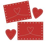 Rosso Feltro Tovagliette E Posate Supporti Set Di 2 Con Cuore Design Valentines
