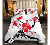 Rosso Floreale Set Biancheria Da Letto Rosso Sole Montagna Donne Consolatore Set Piumone Acquerello Rosso Nero Albero Bosco Trapunto/Trapunta 3 Pz 200x200cmDimensioni