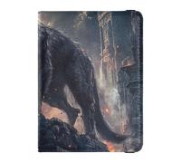 Rosso Freddo Fiamma Lupo Cuoio decorativo impermeabile passaporto titolare Portafoglio Combo Card Holder Caso Passaporto Impermeabile, Lupo rosso della fiamma fredda, 1 size