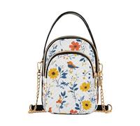 Rosso Giallo Fiori Fiordaliso Uccelli Bianco alla moda cinturino borse a tracolla per le donne con multi tasche borse per la festa della mamma