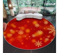 Rosso Giallo Tappeto Rotondo Salotto, 160 cm Texture Dei Fiocchi Di Neve Delle Natale Morbido Tappetini Antiscivolo Tappeto per Bambini Cameretta Cucina Casa Zona Balcone Tappet Tavolino