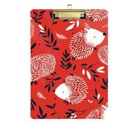 Rosso Giocoso Porcospino Cartella Dura con Appunti Acrilico Carino per Legale Donne Allenatori di Basket Dimensione 9 x 12.5 Tabla para escribir