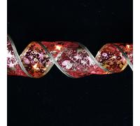 (rosso) Lampada natalizia a LED con doppio nastro dorato