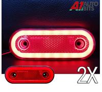 Rosso Lato 20 LED Posteriore Evidenziatore Luci Ovale X2 12V 24V Neon Trailer