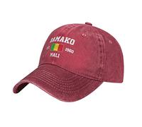 Rosso Lavato Denim Mali Est.1960 Bamako Baseball Cap Uomo Vintage Cotone Cappello Unisex Cappelli Donne, #1082, M