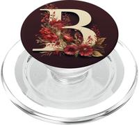 Rosso Marrone Floreale Iniziale Lettera B Monogramma Fiori Bianco PopSockets PopGrip per MagSafe