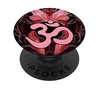 Rosso Marrone Zen Energia Onde Mindfulness Flusso Hindu Om Simbolo PopSockets PopGrip Adesivo