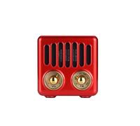 (Rosso) Mini altoparlante portatile in legno massello retrò FM con radio Bluetooth, stile classico