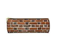 rosso muro di mattoni texture stampato in pelle matita caso penna sacchetto matita sacchetto cosmetico trucco borsa ufficio Storage Bag per uomini donne, Struttura del muro di mattoni rossi, Taglia