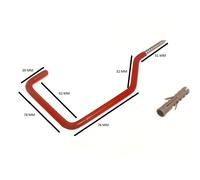 Rosso Muro Garage Utilità Universal Attrezzo Gancio con Tasselli Pacco Misura 3